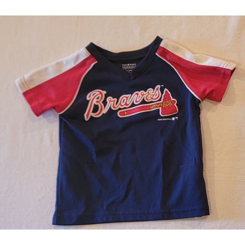 Braves Kids' Navy & Red Long Sleeve Tee